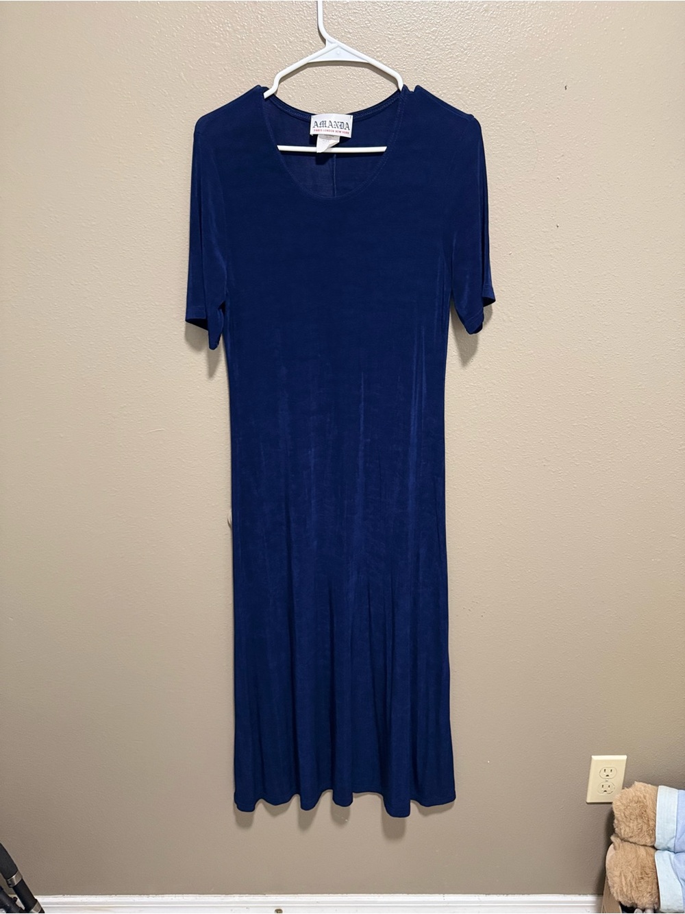 Vintage Amanda Paris London New York Deep deep blue Scoop Neck Midi Dress